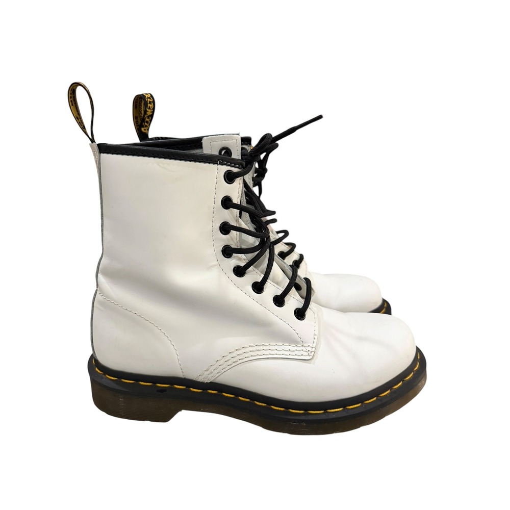 Dr. Martens 1460 White Smooth Leather 8 Eye Combat Boots Womens 7 11821